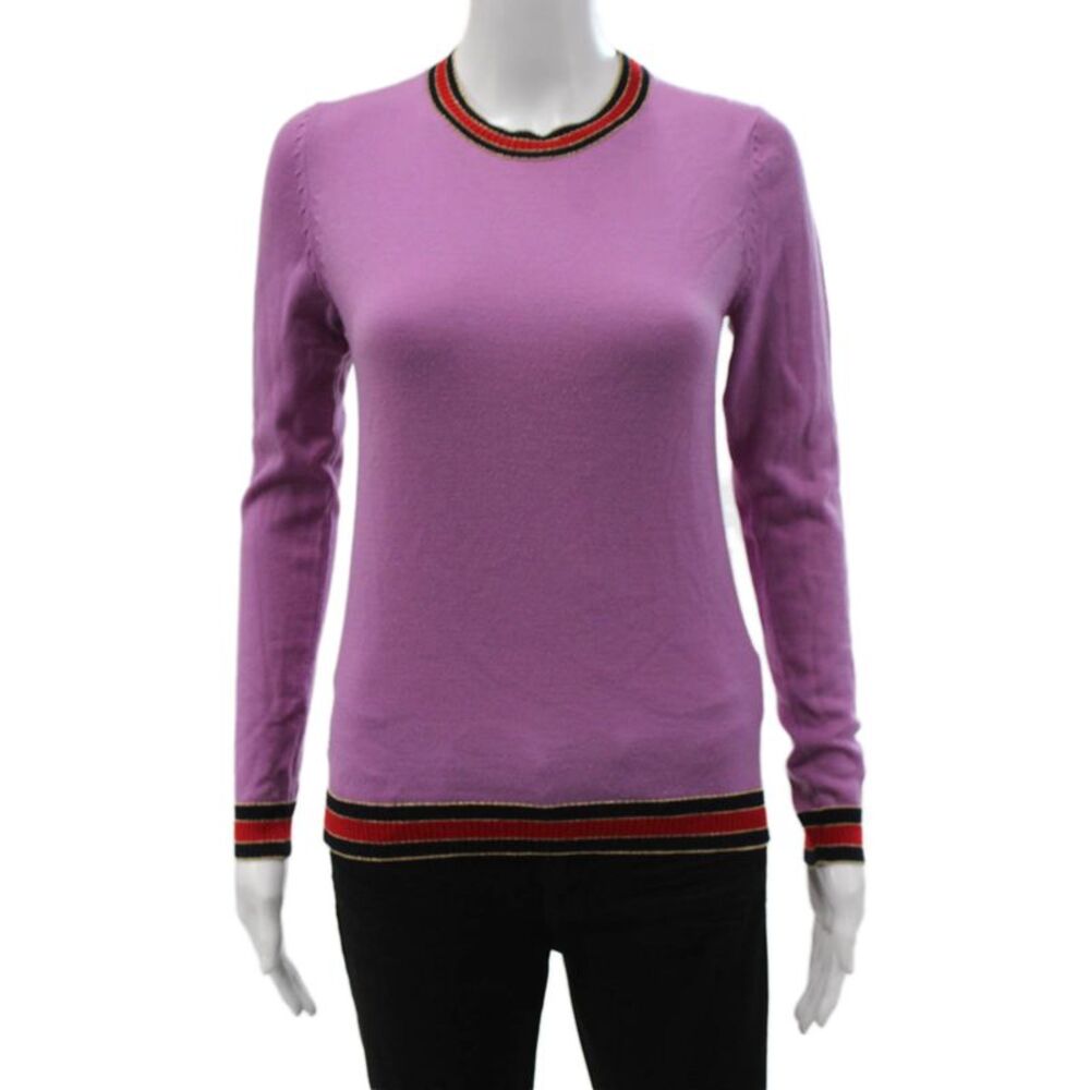 Gucci Womens Purple Wool Crew Neck Pullover Sweater Long Sleeve Size S